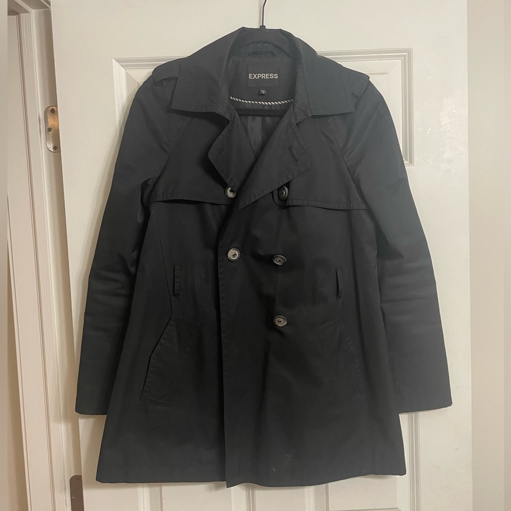 Express Black Trench and Raincoat, Size M